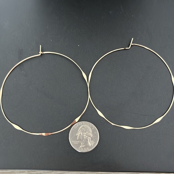 Large Gold Tone Hoop Earrings - Picture 4 of 4